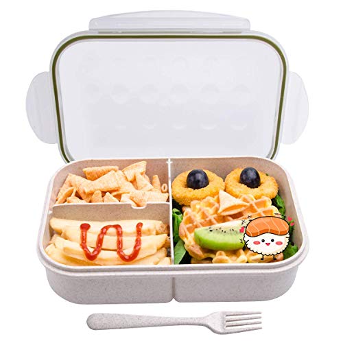 MISS BIG Bento Box, Bento Box for Kids,Ideal Leak Proof Lunch Box Kids,Mom’s Choice Kids Lunch Box, No BPAs and No Chemical Dyes,Microwave and Dishwasher Safe Lunch Containers(White)