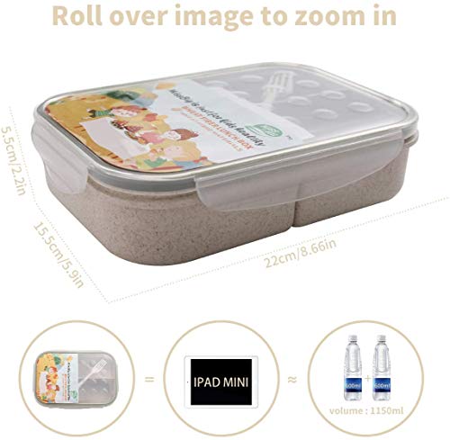 MISS BIG Bento Box, Bento Box for Kids,Ideal Leak Proof Lunch Box Kids,Mom’s Choice Kids Lunch Box, No BPAs and No Chemical Dyes,Microwave and Dishwasher Safe Lunch Containers(White)