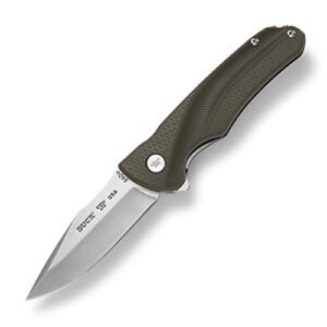 buck knives 840 sprint select, easy opening ball bearing flipper liner lock folding pocket knife with removable clip, 3-1/8" 420hc blade
