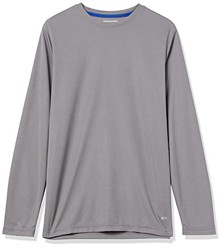 Amazon Essentials Men's Performance Tech Long-Sleeve T-Shirt, Medium Grey, Large