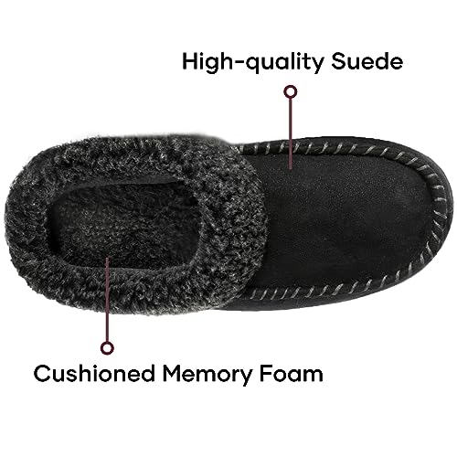 ULTRAIDEAS Men's Nealon Moccasin Clog Slipper, Slip on Indoor/Outdoor House Shoes(Black, 11-12)