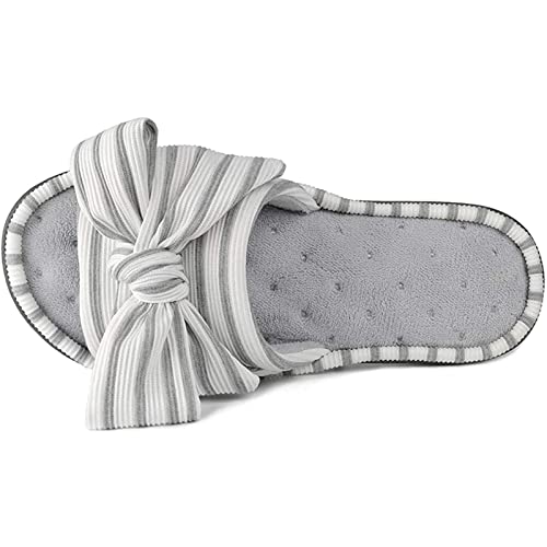 ULTRAIDEAS Women's Eurytides Slide Slippers Memory Foam House Shoes, Light Grey, 9-10