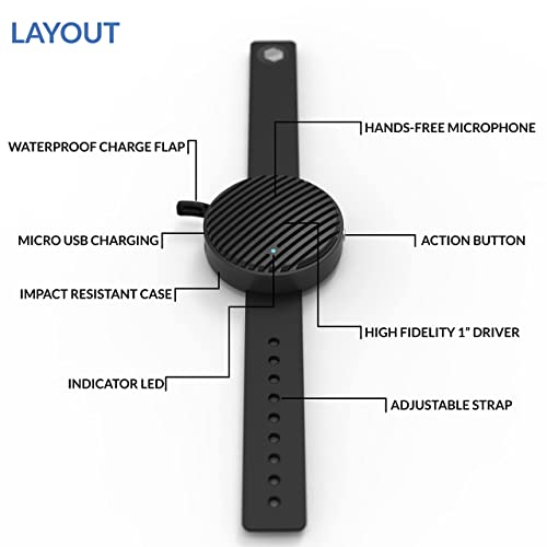 BoomBand Wearable Wireless Waterproof Wrist Portable Sports Bluetooth Speaker Watch with Speakerphone & Ultra Low Profile Design for Climbing, Hiking, Running