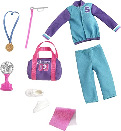 Barbie Team Stacie Doll and Gymnastics Playset with Spinning Bar and 7 Themed Accessories for 3 to 7 Year Olds