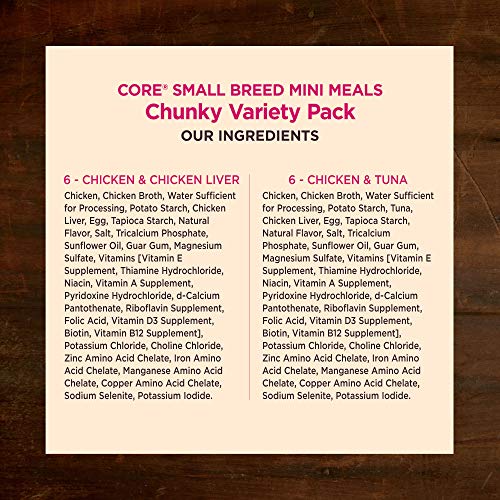 Wellness Core Grain Free Small Breed Mini Meals Chunky Variety Pack, 3 oz (Pack of 12)