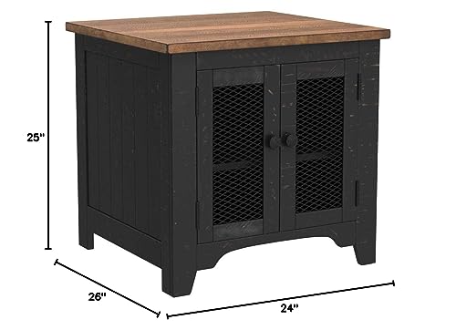 Signature Design by Ashley Valebeck Farmhouse Rectangular End Table with Storage, Distressed Brown & Black Finish