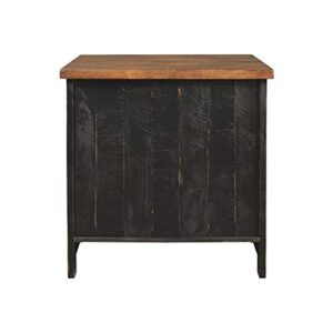 Signature Design by Ashley Valebeck Farmhouse Rectangular End Table with Storage, Distressed Brown & Black Finish