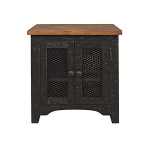 Signature Design by Ashley Valebeck Farmhouse Rectangular End Table with Storage, Distressed Brown & Black Finish