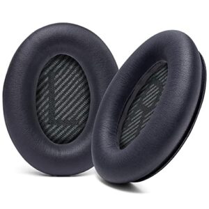 wc wicked cushions upgraded replacement ear pads for bose qc35 & qc35ii (quietcomfort 35) headphones & more - softer leather, luxurious memory foam, added thickness, extra durability | black