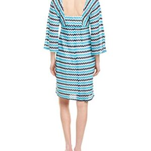 Trina Trina Turk Women's Quanit Square Neck Sleeved Dress, Zig Zag Raschel Knit, 4