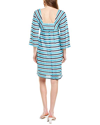 Trina Trina Turk Women's Quanit Square Neck Sleeved Dress, Zig Zag Raschel Knit, 4