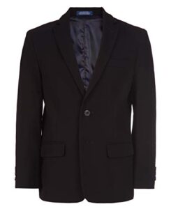 izod boys bi-stretch blazer business suit jacket, black, 14 us