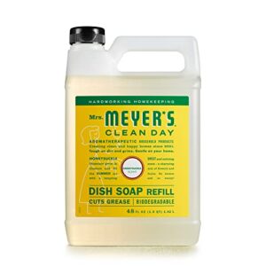 mrs. meyer's clean day liquid dish soap refill, biodegradable formula, honeysuckle, 48 fl. oz