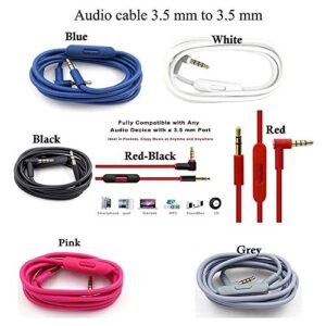EARLA TEC Replacement Audio Cable Cord Wire with in line Microphone and Control for Beats by Dr Dre Headphones Solo Studio Pro Detox Wireless Mixr Executive Pill (Black Red)