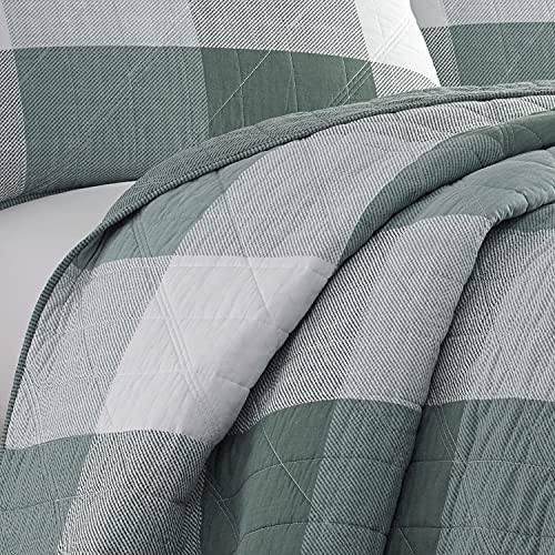 Eddie Bauer - Queen Quilt Set, Cotton Reversible Bedding with Matching Shams, Medium Weight Home Decor (Boulder Green, Queen)