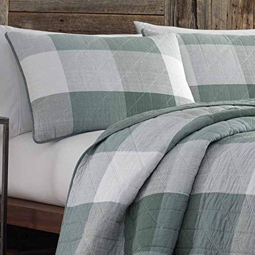 Eddie Bauer - Queen Quilt Set, Cotton Reversible Bedding with Matching Shams, Medium Weight Home Decor (Boulder Green, Queen)