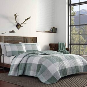 Eddie Bauer - Queen Quilt Set, Cotton Reversible Bedding with Matching Shams, Medium Weight Home Decor (Boulder Green, Queen)