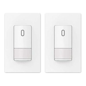 elegrp occupancy motion sensor light switch, pir infrared motion activated wall switch, no neutral wire required, single pole for cfl/led/incandescent, w/wall plate, ul listed (2 pack, matte white)