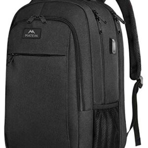 MATEIN Extra Large Backpack, 17 Inch Travel Laptop Backpack with USB Charging Port, Anti Theft TSA Friendly Business Work College Computer Backpack for Men Women, Black