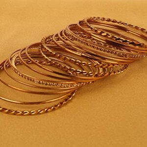 Touchstone New Golden Bangle Collection Indian Bollywood Clear Rhinestone and Zigzag Designer Jewelry Bangle Bracelets. Set of 18 in Antique Gold Tone for Women.