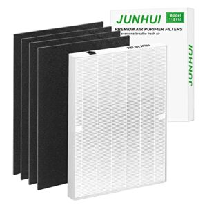 junhui 115115 true hepa h13 replacement filters a size 21 compatible with winix plasmawave wac5300, wac6300, p300, c535, 5300-2, 6300-2, 9500, and 290, 300/dx95, c535,1 hepa+4 carbon prefilters