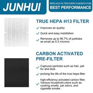 JUNHUI 115115 True HEPA H13 Replacement Filters A Size 21 Compatible with Winix plasmawave wac5300, wac6300, P300, C535, 5300-2, 6300-2, 9500, and 290, 300/DX95, c535,1 HEPA+4 Carbon Prefilters