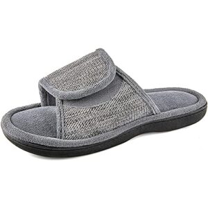 rockdove women's adjustable wrap memory foam slide slipper, size 9-10 us women, grey