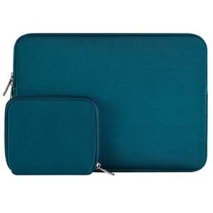 mosiso laptop sleeve compatible with macbook air/pro, 13-13.3 inch notebook, compatible with macbook pro 14 inch 2023-2021 a2779 m2 a2442 m1, neoprene bag with small case, deep teal