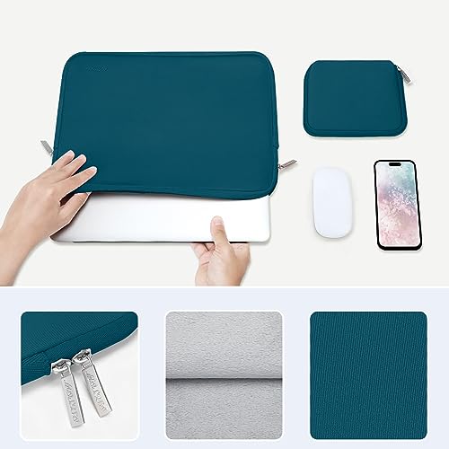 MOSISO Laptop Sleeve Compatible with MacBook Air/Pro, 13-13.3 inch Notebook, Compatible with MacBook Pro 14 inch 2023-2021 A2779 M2 A2442 M1, Neoprene Bag with Small Case, Deep Teal