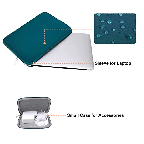 MOSISO Laptop Sleeve Compatible with MacBook Air/Pro, 13-13.3 inch Notebook, Compatible with MacBook Pro 14 inch 2023-2021 A2779 M2 A2442 M1, Neoprene Bag with Small Case, Deep Teal
