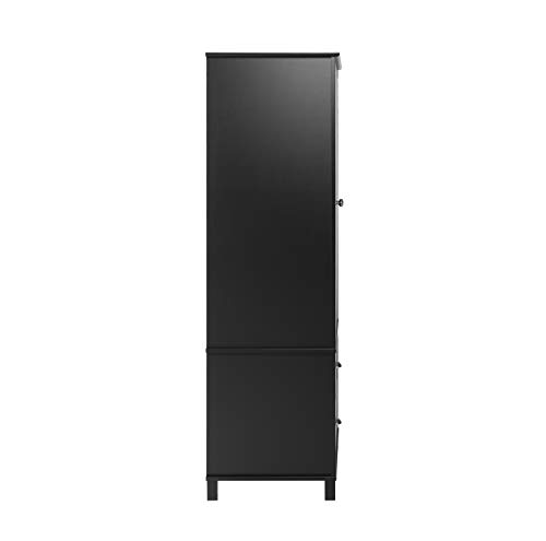 Prepac Yaletown Traditional Wardrobe Closet with Drawers and 2 Doors, Stylish 2-Door Armoire Portable Closet 21" D x 31.5" W x 72" H, Black, BABH-1205-2K