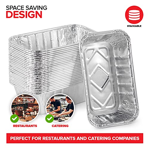 Stock Your Home 1 Lb Aluminum Foil Mini Loaf Pans (30 Pack) Disposable Small Loaf Pan – 1 Pound Baking Tin Liners, Perfect to Bake Cakes, Bread Loaves, and Meat - 6 x 3.5 x 2