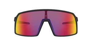 oakley men's oo9406 sutro rectangular sunglasses, matte black/prizm road, 37 mm