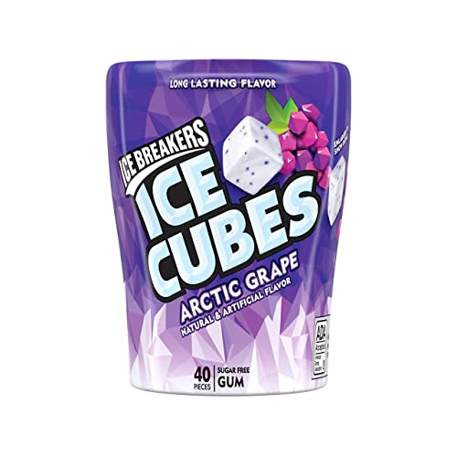 ICE BREAKERS Ice Cubes Arctic Grape Sugar Free Chewing Gum Bottles, 3.24 oz (6 Count, 40 Pieces)