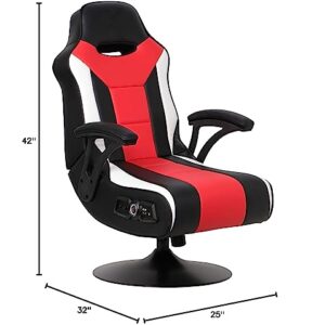 X Rocker Falcon Pedestal PC Office Computer Gaming Chair, 2.1 Wireless Audio System, Subwoofer, Padded Armrest, 5152501, 32" x 25" x 42", Black, Red, and White