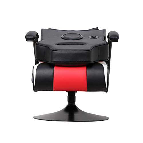 X Rocker Falcon Pedestal PC Office Computer Gaming Chair, 2.1 Wireless Audio System, Subwoofer, Padded Armrest, 5152501, 32" x 25" x 42", Black, Red, and White