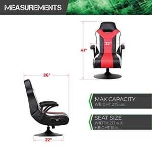 X Rocker Falcon Pedestal PC Office Computer Gaming Chair, 2.1 Wireless Audio System, Subwoofer, Padded Armrest, 5152501, 32" x 25" x 42", Black, Red, and White