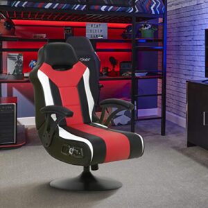 X Rocker Falcon Pedestal PC Office Computer Gaming Chair, 2.1 Wireless Audio System, Subwoofer, Padded Armrest, 5152501, 32" x 25" x 42", Black, Red, and White