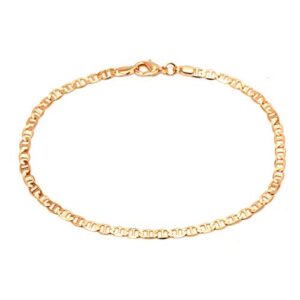 barzel womens gold anklet flat mariner 18k gold plated flat marina link anklet for women - made in brazil (10.00)