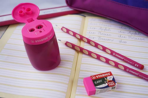 STABILO School Set Left Handed in Pink EASYgraph Pencil + EASYsharpener + EASYeraser