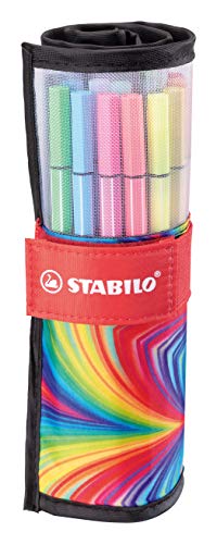 STABILO Premium Fibre-Tip Pen Pen 68 - ARTY - Rollerset of 25 - Assorted Colours