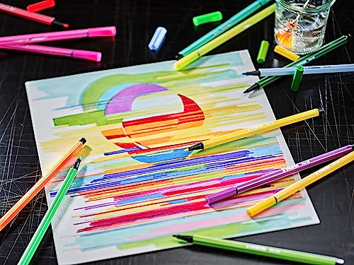 STABILO Premium Fibre-Tip Pen Pen 68 - ARTY - Rollerset of 25 - Assorted Colours