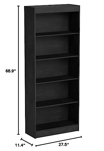 OneSpace Essentials 5-Tier Bookshelf, Black