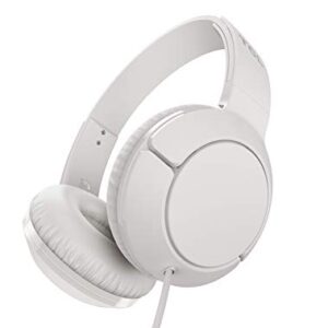 TCL Mtro200 On-Ear Wired Headphones Super Light Weight Headphones with 32mm Drivers for Huge Bass and Built-In Mic – Ash White