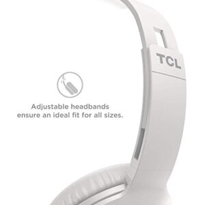 TCL Mtro200 On-Ear Wired Headphones Super Light Weight Headphones with 32mm Drivers for Huge Bass and Built-In Mic – Ash White