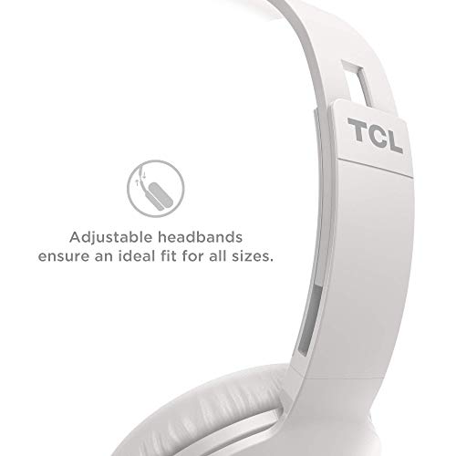 TCL Mtro200 On-Ear Wired Headphones Super Light Weight Headphones with 32mm Drivers for Huge Bass and Built-In Mic – Ash White