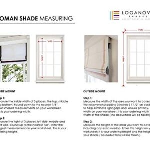 LOGANOVA Faux Linen Roman Shades For Kitchen, Bedroom & Doors. Hand Made Luxury Window Treatments With Valance. Blackout Lining Option. Cordless Motorized Or Chain Mechanism. Easy Install.