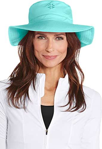 Coolibar UPF 50+ Women's Brighton Chlorine Resistant Bucket Hat - Sun Protective (Large/X-Large- Tropical Mint)