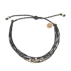 pura vida rose gold malibu black bracelet - waterproof, artisan handmade, adjustable, threaded, fashion jewelry for girls/women
