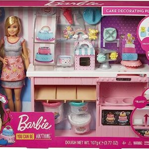 Barbie Cake Decorating Playset with Blonde Doll, Baking Island with Oven, Molding Dough & Toy Cake-Making Pieces [Amazon Exclusive]